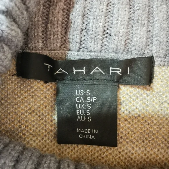 Tahari Viscose Blend Slouchy Funnel Turtleneck Sweater Grey Sz S Open To Offers - Picture 8 of 9
